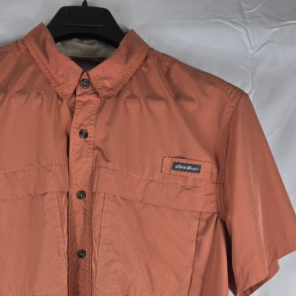 Eddie Bauer Mens XL Burnt Orange Short Sleeve Vented Fishing Shirt